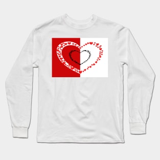 Small red hearts with red and white background Long Sleeve T-Shirt